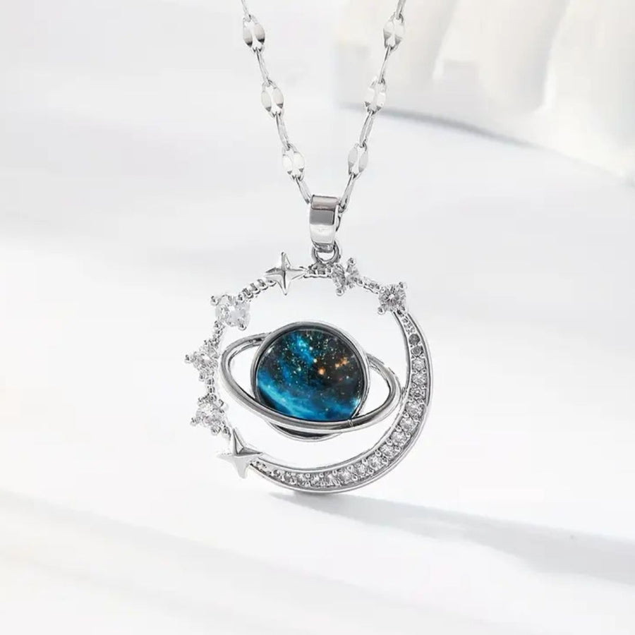 collar saturno color plata