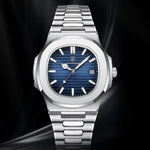 Reloj POEDAGAR 930 Nautilus, esfera azul marino, caja de acero inoxidable